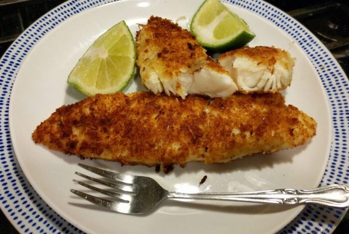 Utokias pecan coconut crusted fish