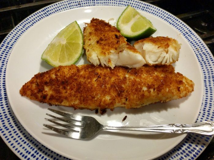 Utokias pecan coconut crusted fish