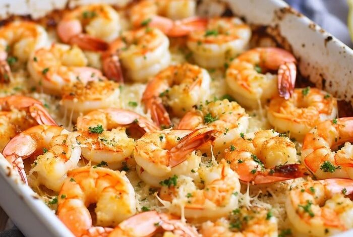 Garlic parmesan baked shrimp