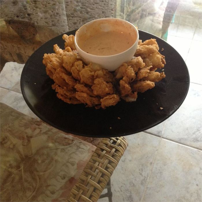 Blooming onion and dipping sauce