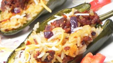 Chorizo stuffed poblano peppers