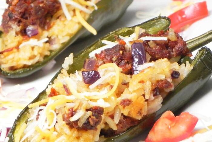 Chorizo stuffed poblano peppers