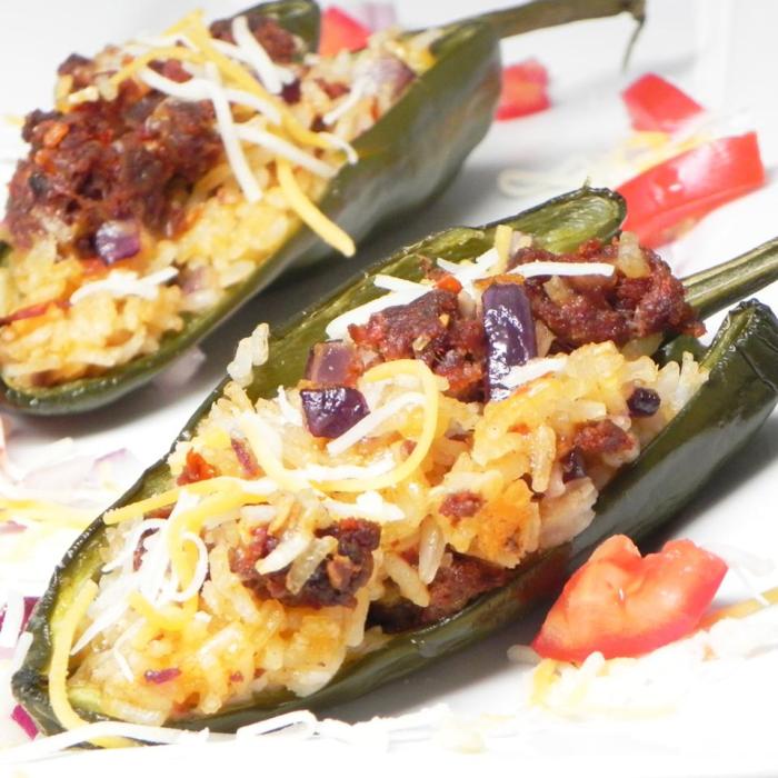 Chorizo stuffed poblano peppers