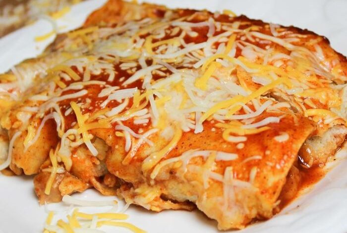 Refried bean and cheese enchiladas