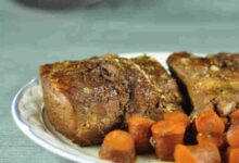 Slow cooker pork loin roast with brown sugar and sweet potatoes