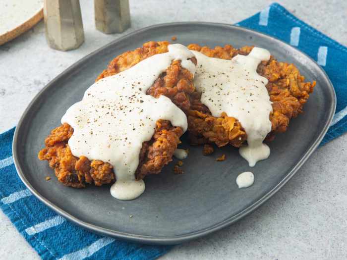 Country fried steaks with sweet onion gravy