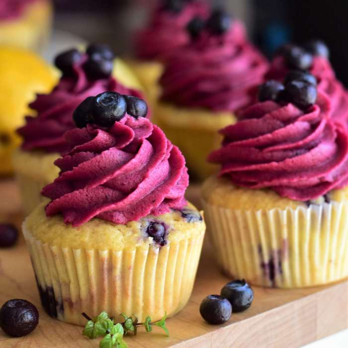 Lemon blueberry cupcakes with blueberry lemon buttercream frosting