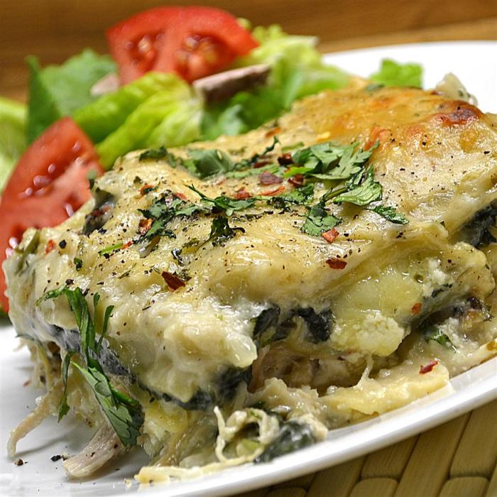 White cheese chicken lasagna