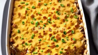 Chicken casserole dressing aunt recipe easy recipes judy justapinch