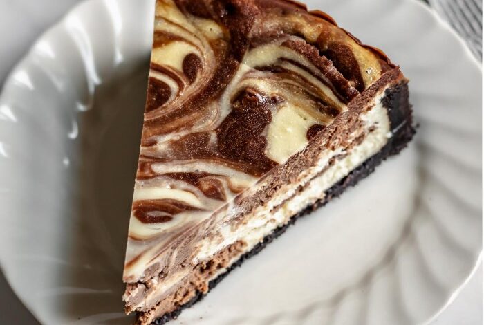 Chocolate almond marble cheesecake