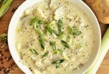 Cheesy potato leek soup