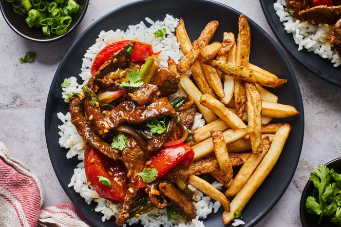 Lomo saltado peruvian steak stir fry