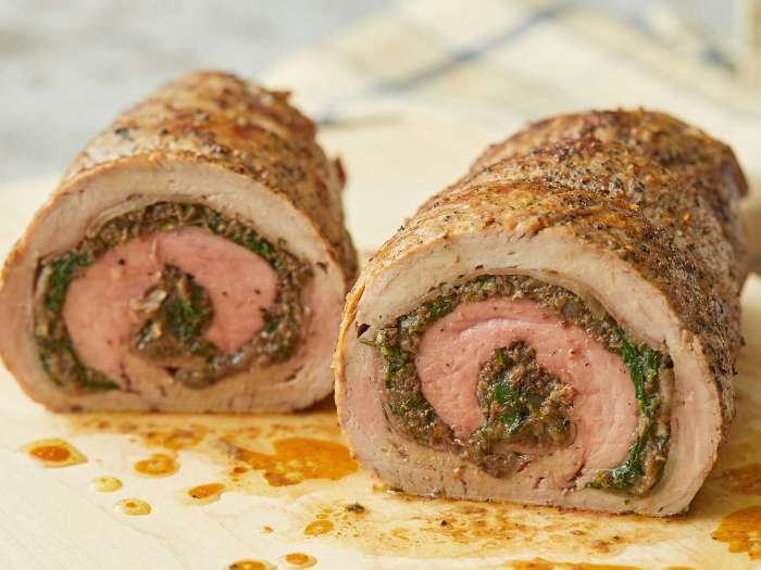 Stuffed and rolled pork tenderloin