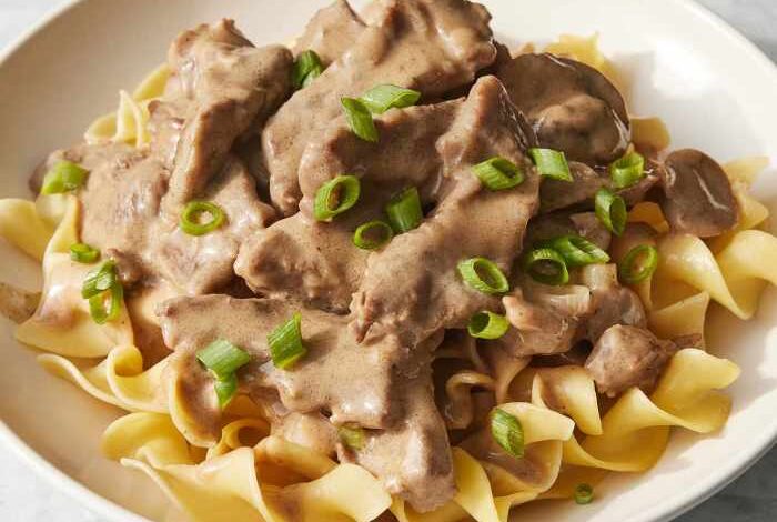 Cream cheese steak stroganoff