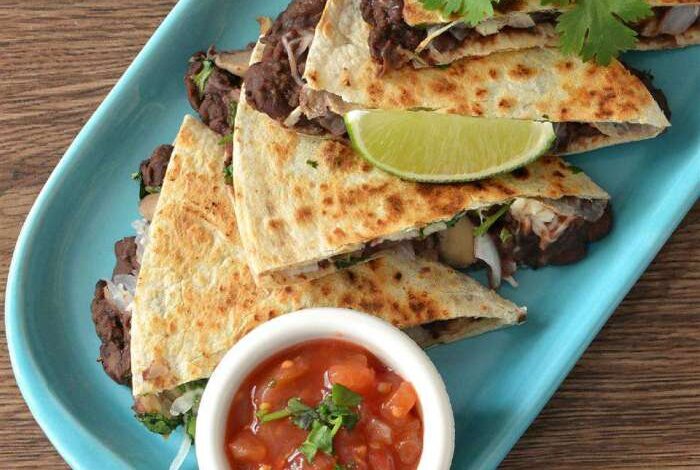 Mushroom and black bean quesadillas