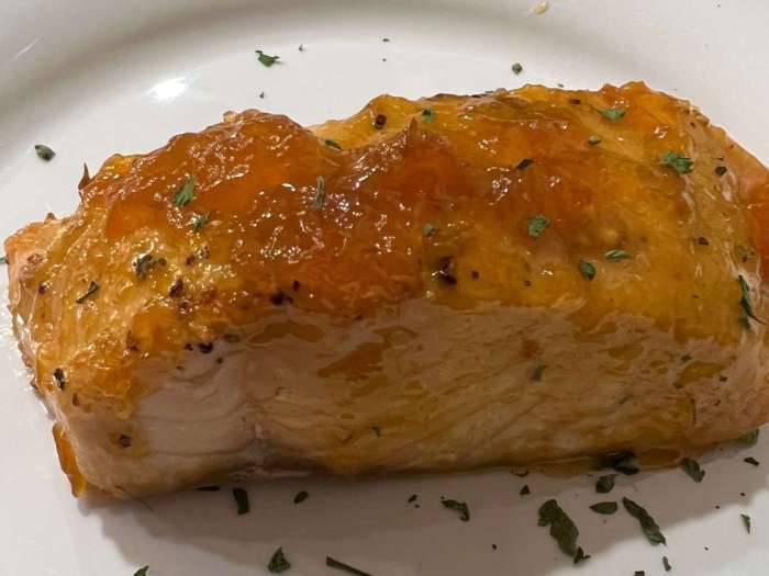 Easy apricot glazed salmon