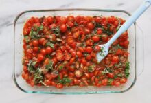 Roasted cherry tomatoes with angel hair