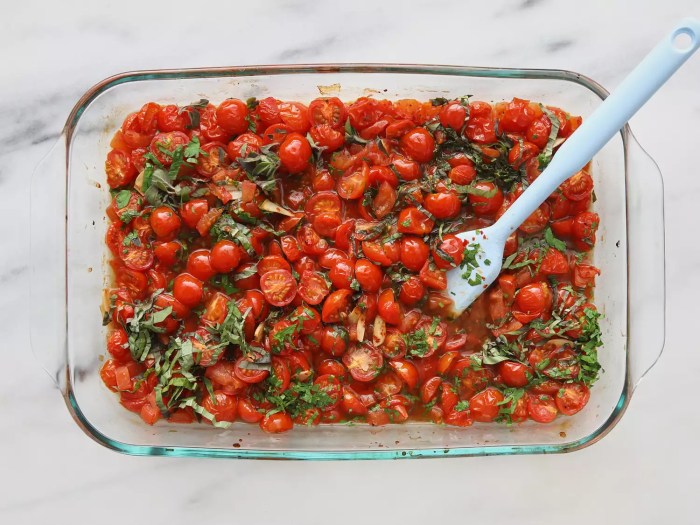 Roasted cherry tomatoes with angel hair