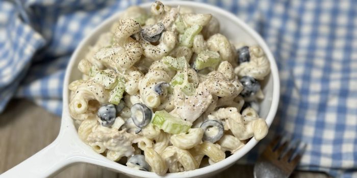 Cavatappi pasta salad with tuna and olives