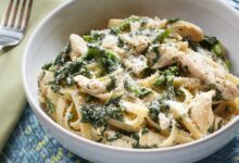 Chicken and asparagus fettuccine