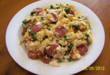 Spanish chorizo and tomato scrambled eggs