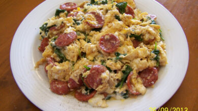 Spanish chorizo and tomato scrambled eggs