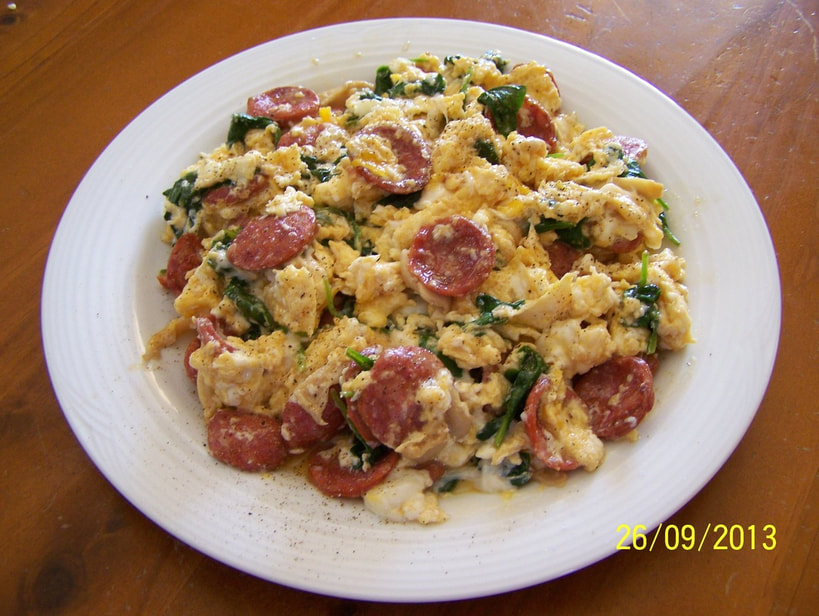 Spanish chorizo and tomato scrambled eggs