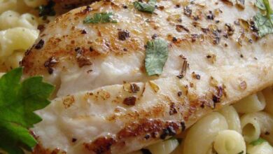 Pan seared lemon tilapia with parmesan pasta