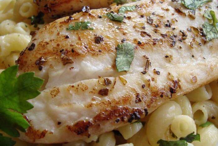 Pan seared lemon tilapia with parmesan pasta