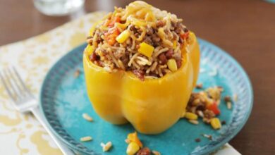 Spanish rice stuffed bell peppers