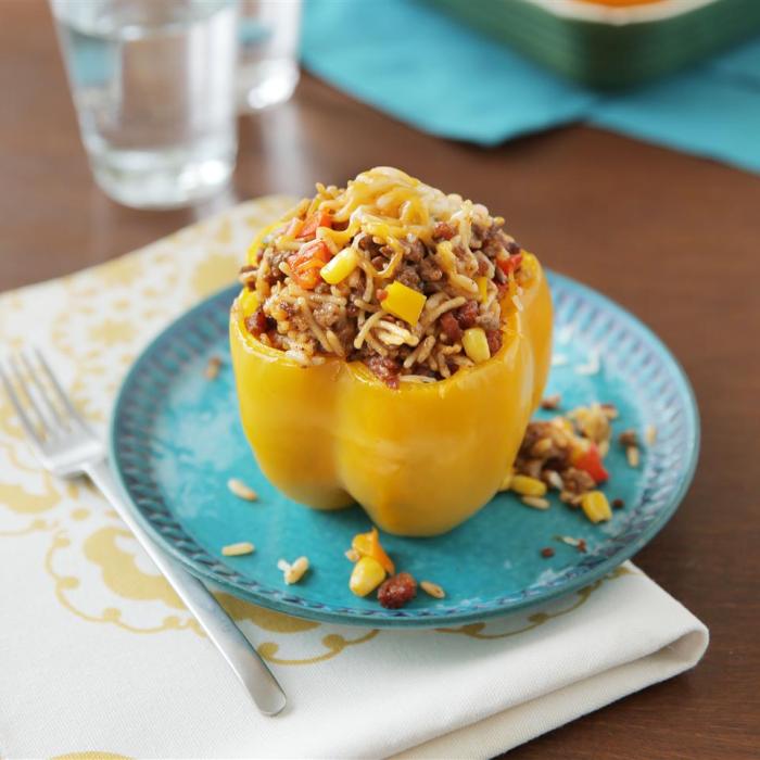 Spanish rice stuffed bell peppers