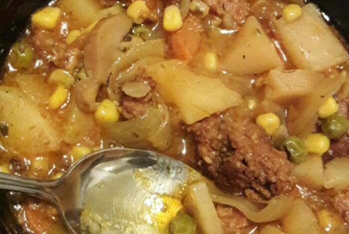 Slow cooker ground beef stew