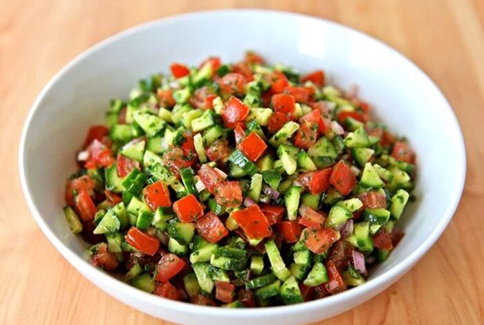 Israeli tomato and cucumber salad