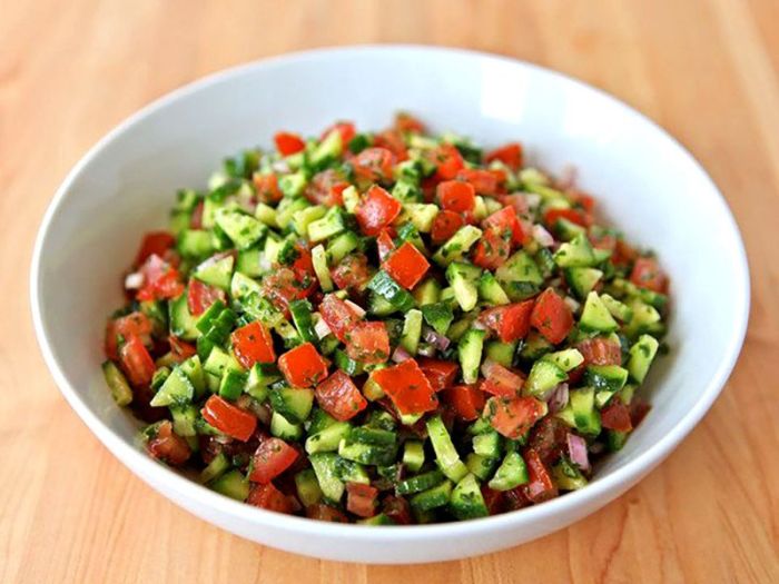 Israeli tomato and cucumber salad