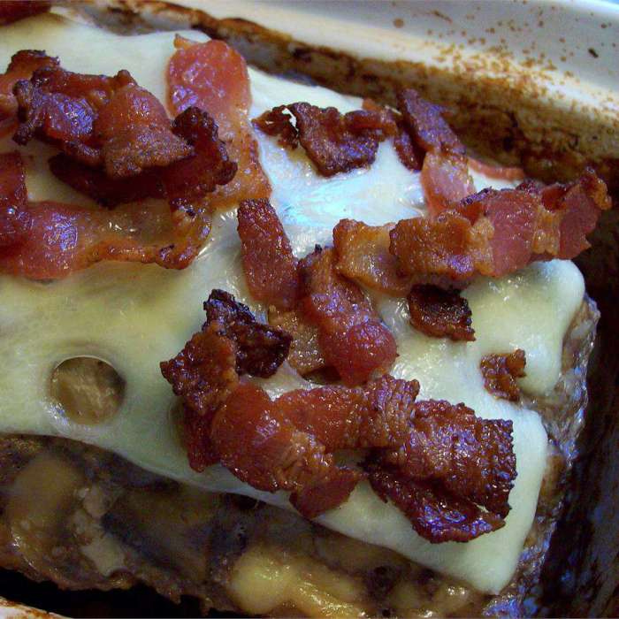 Bacon mushroom swiss meatloaf