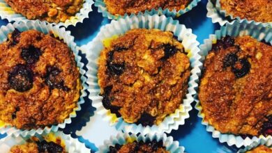 Blueberry oatmeal chia seed muffins