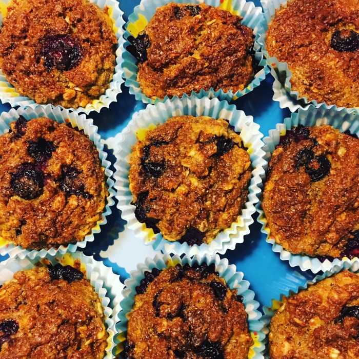 Blueberry oatmeal chia seed muffins