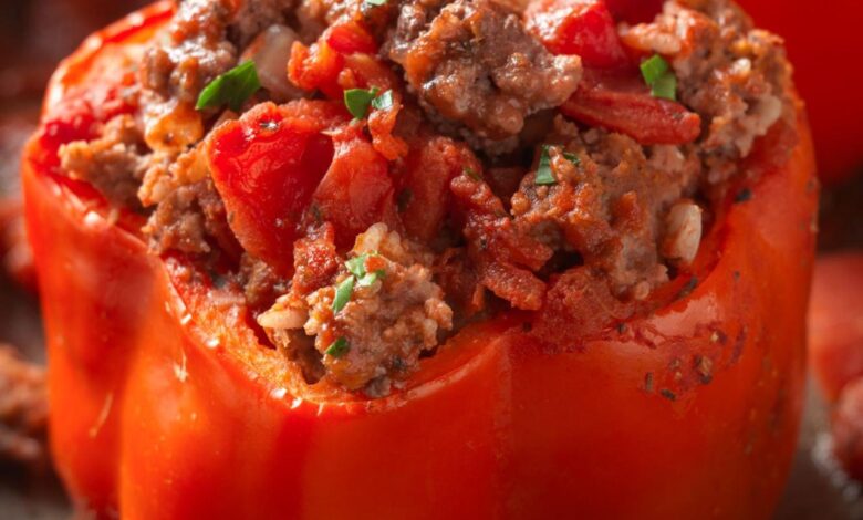 Classic beef stuffed peppers