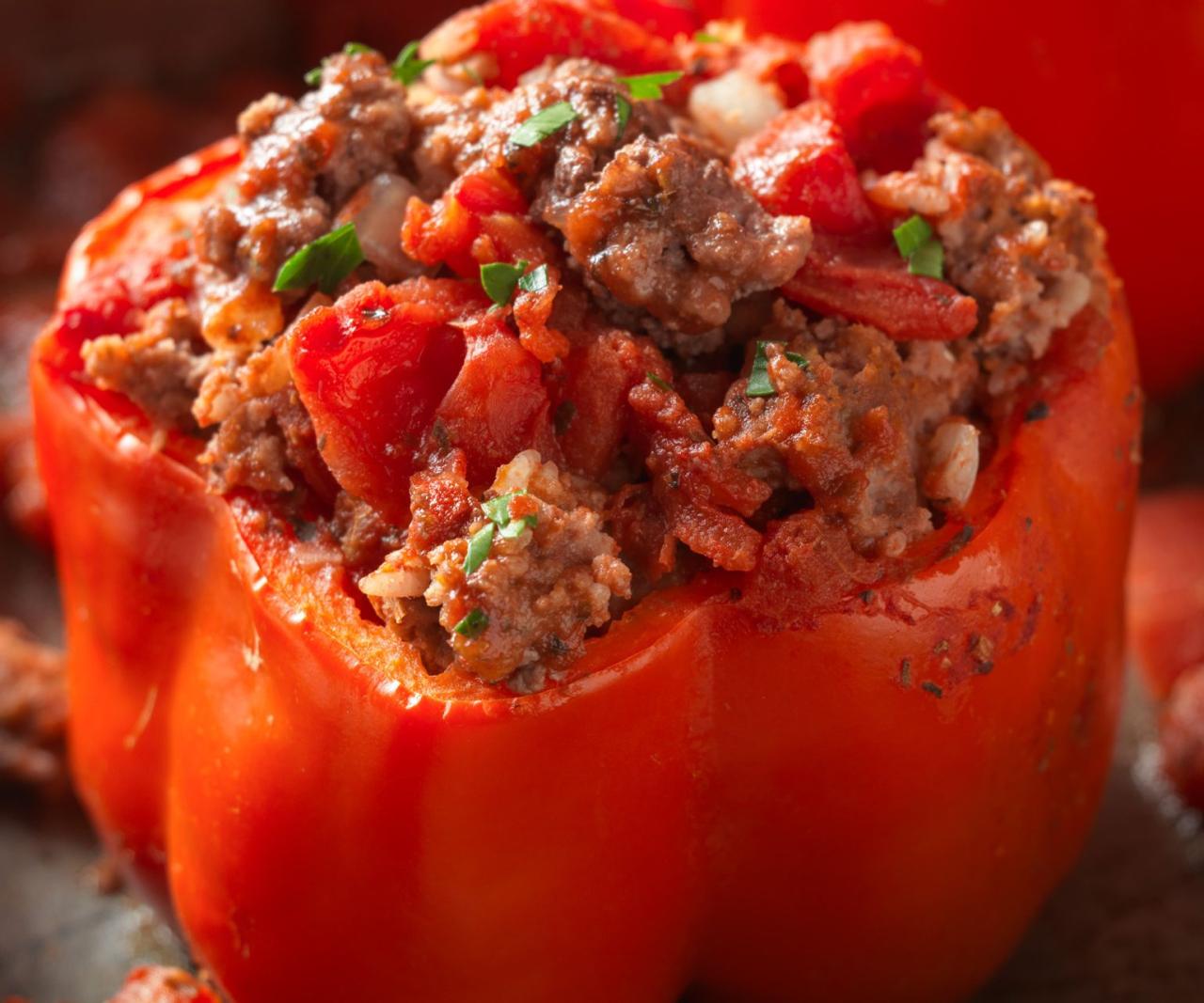 Classic beef stuffed peppers