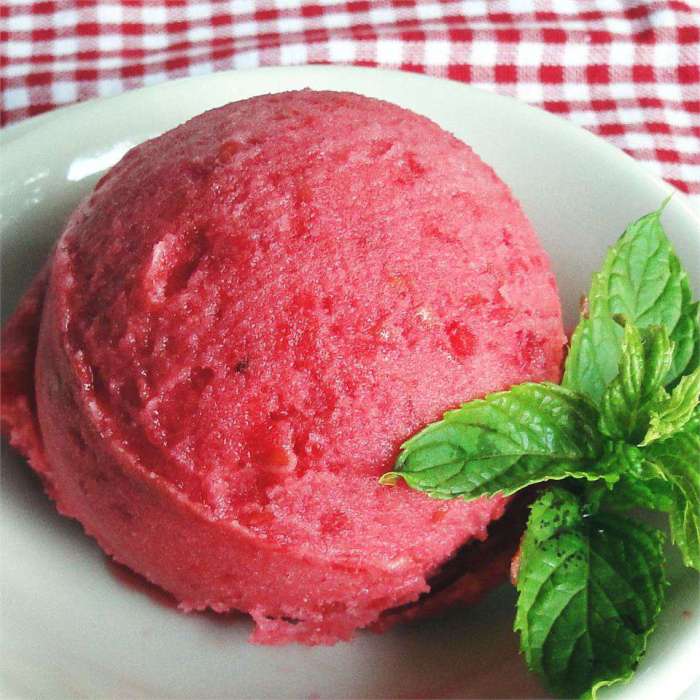 Raspberry sorbet or granita