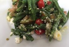 Greek green bean salad with feta and tomatoes