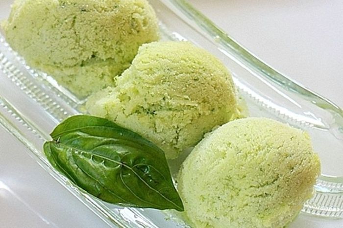 Pineapple and basil sorbet