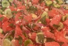 Refreshing cucumber watermelon salad