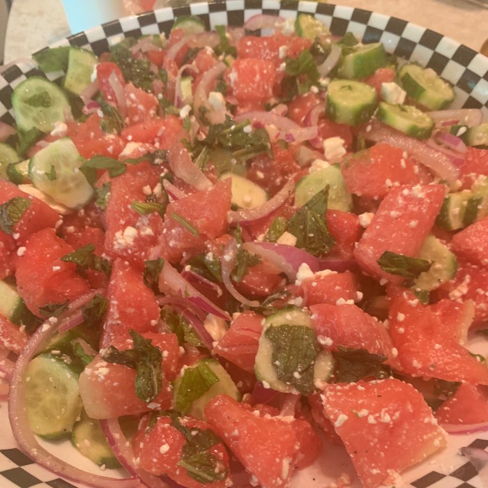 Refreshing cucumber watermelon salad