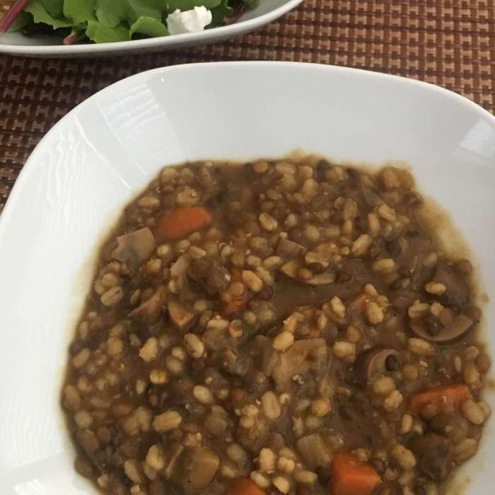 Barley lentil and mushroom soup