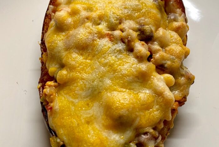 Chorizo stuffed spaghetti squash