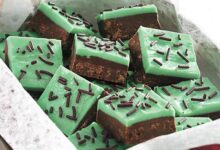 Layered mint chocolate fudge