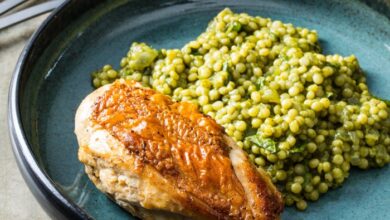 Israeli couscous and cheese