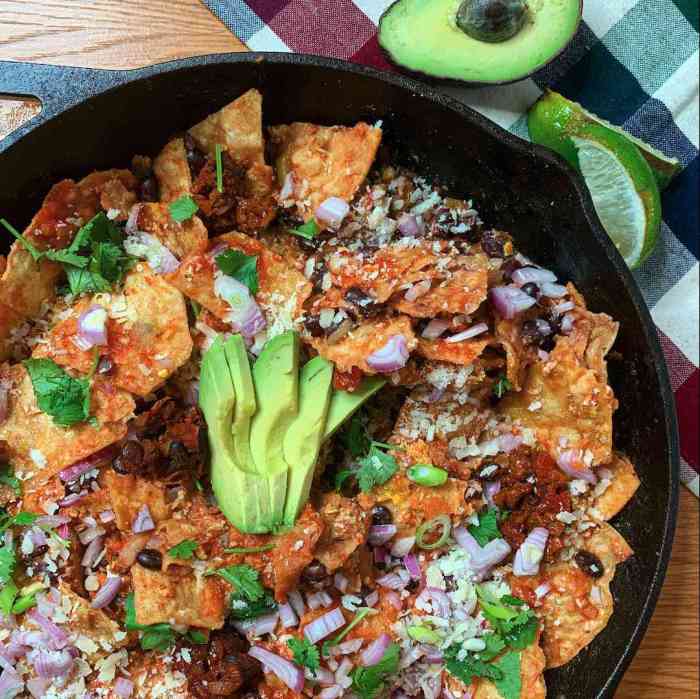 Quick black bean chilaquiles