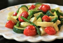 Roasted asparagus zucchini and tomatoes